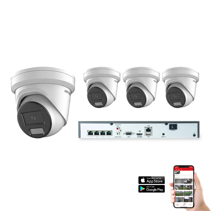 Hikvision IP Hybrid ColorVu 4 Camera 4ch 4MP 40M CCTV Kit + 2TB HDD + 4x15M cable - White